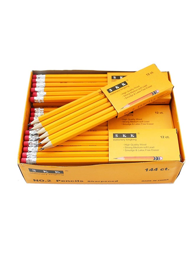 SKKSTATIONERY Eraser Top Pre-sharpened 2 HB pencil Yellow  - Image 1