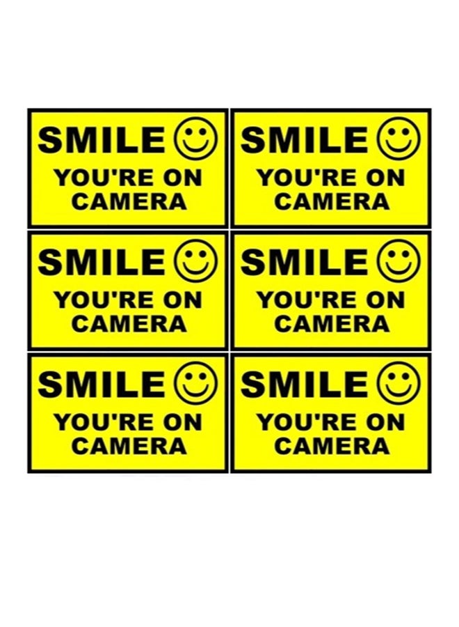 Rockmount Electronics Pack Of 6 Warning Security Alert Sticker Yellow - Image 1