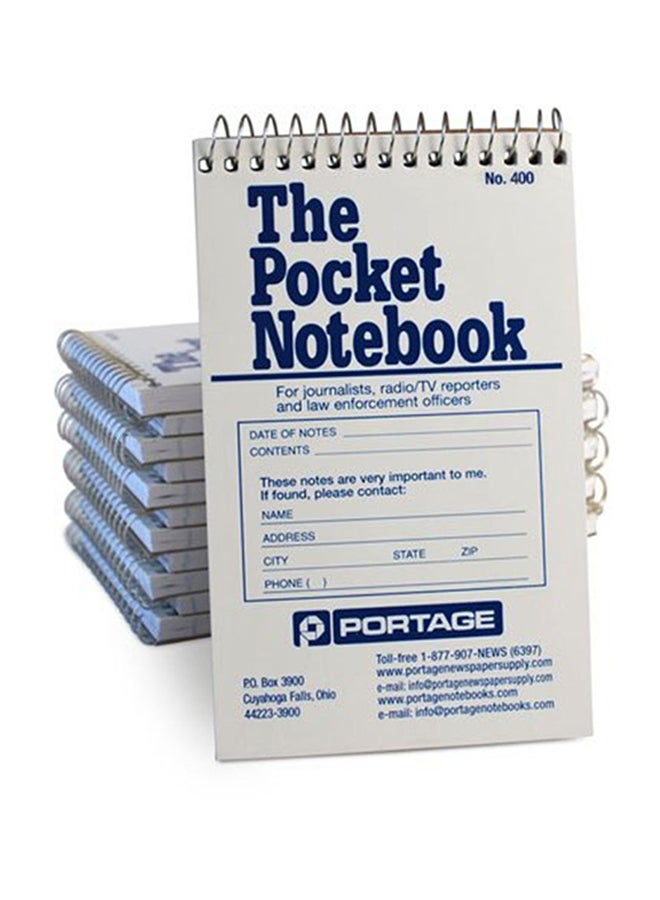 Portage Pack Of 12 Pocket Sized Notebook White - Image 1