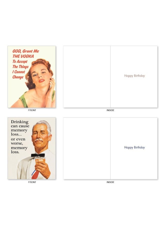 The Best Card Company - 10 Retro Toasts Funny Happy Birthday Cards - Image 1