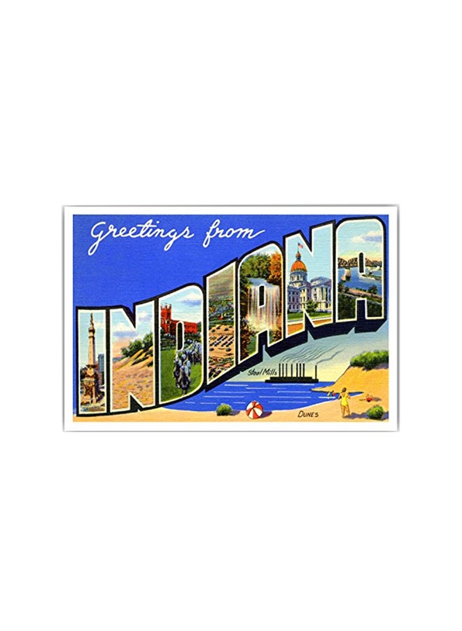 بوست كارد فير مجموعة عدد 20 بطاقة بريد بطبعة كلاسكية لعبارة "GREETINGS FROM INDIANA"  - Image 1