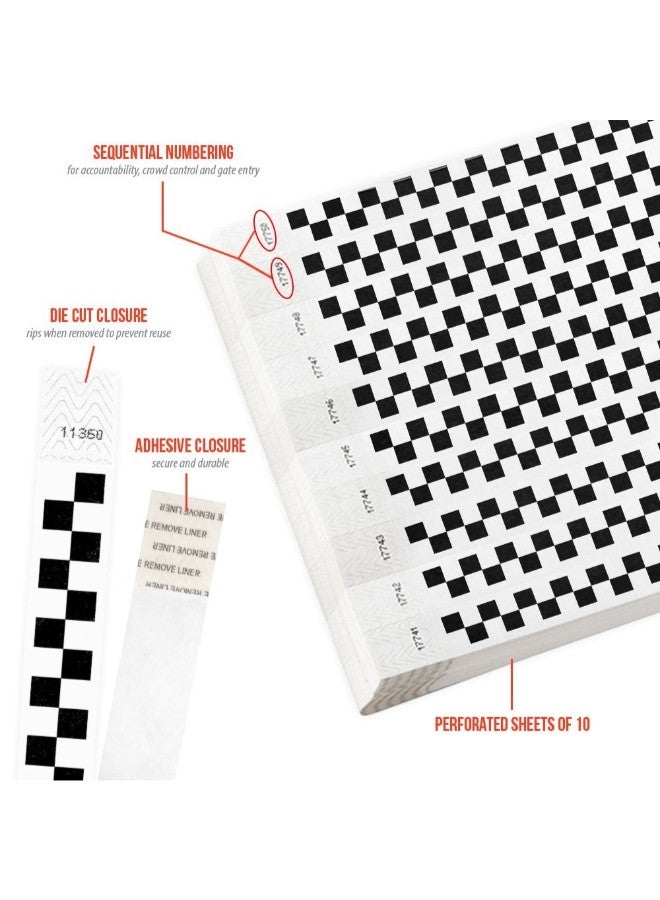 Wristco Pack Of 500 Black Checkered Tyvek Wristbands Black/White  - Image 2