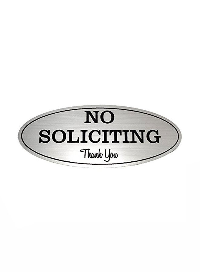 لافتة بيضاوية الشكل بعبارة "No Soliciting" فضي - v1552974968/N21838977A_1