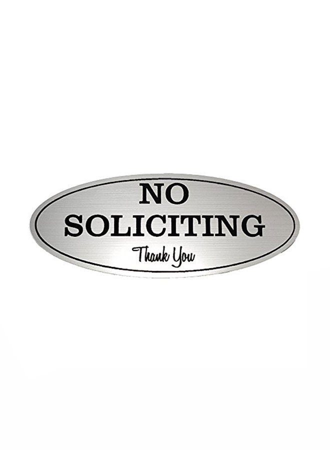 Oval No Soliciting Sign Silver