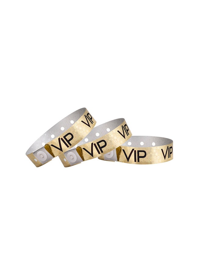 Wristco Pack Of 100 Holographic VIP Plastic Wristbands Gold  - Image 1