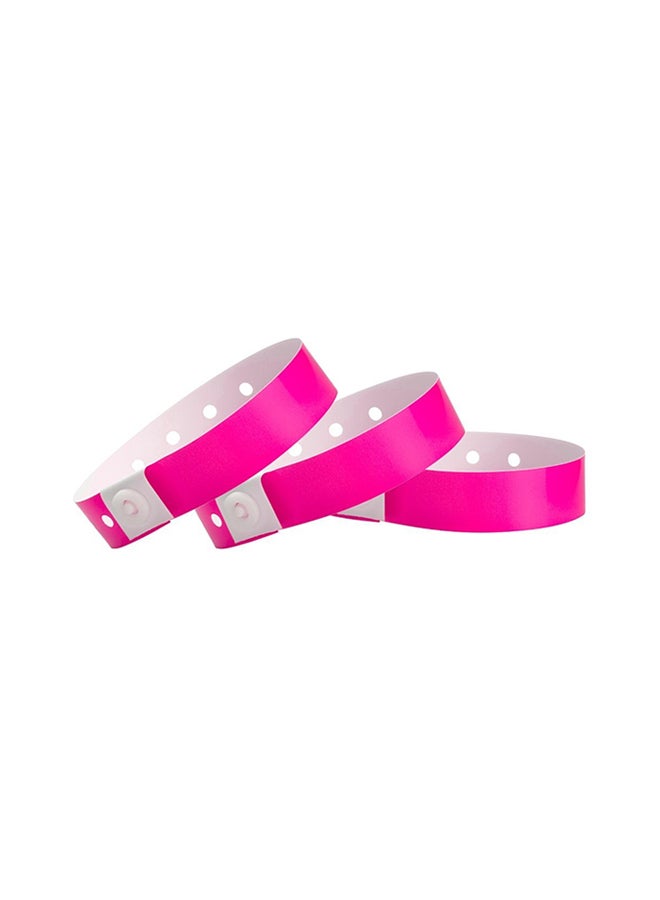 Wristco Pack Of 100 Neon Plastic Wristbands Pink - Image 1