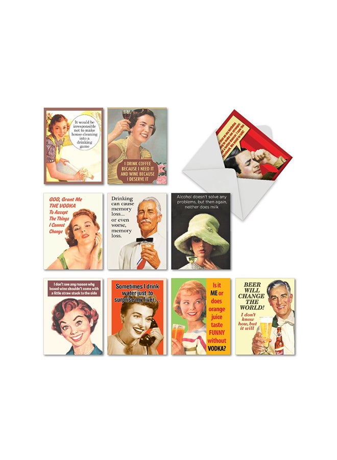 The Best Card Company - 10 Retro Toasts Funny Happy Birthday Cards - Image 1