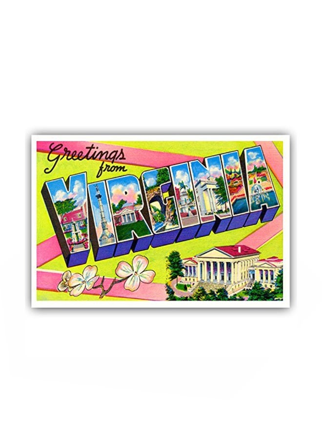 بوست كارد فير مجموعة من 20 بطاقة بريدية مطبوعة بصورة طبق الأصل من البطاقة المعتقة بتصميم كلمة "GREETINGS FROM VIRGINIA" - Image 1