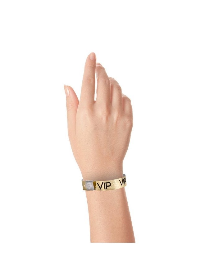 Wristco Pack Of 100 Holographic VIP Plastic Wristbands Gold  - Image 3