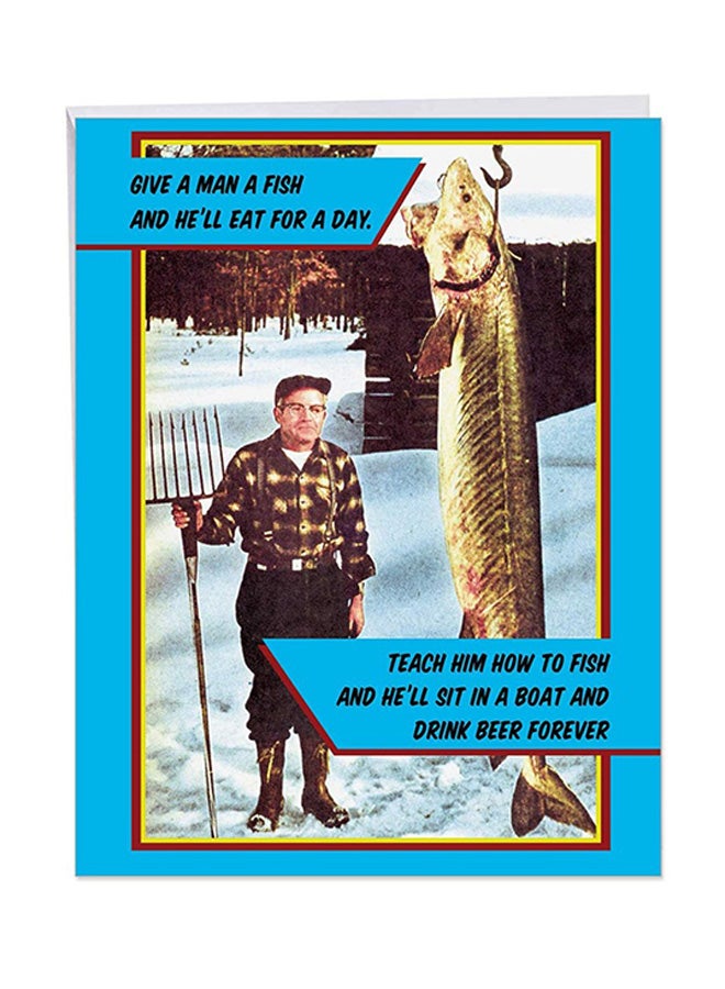NobleWorks - Father's Day Card Give A Man A Fish With Envelope - Image 1