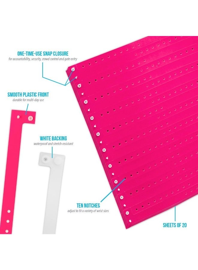 Wristco Pack Of 100 Neon Plastic Wristbands Pink - Image 2