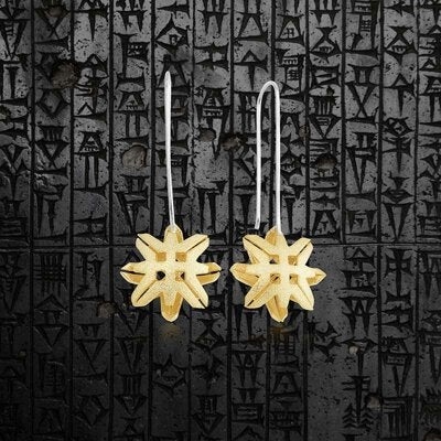 Biggdesign Gold Plated And Brass B.C. 3000 Flower Dangle Earrings - Image 1