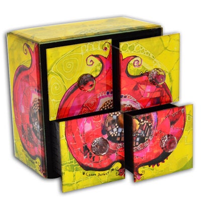 Wooden Pomegranate Jewelry Box