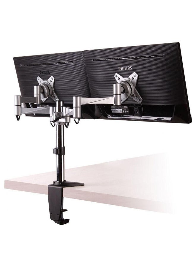 Dual Monitor Arms Fully Adjustable Desk Mount / Silver/Black