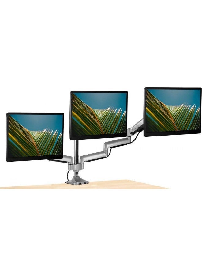 Triple Monitor Adjustable Desk Stand Silver - Image 2