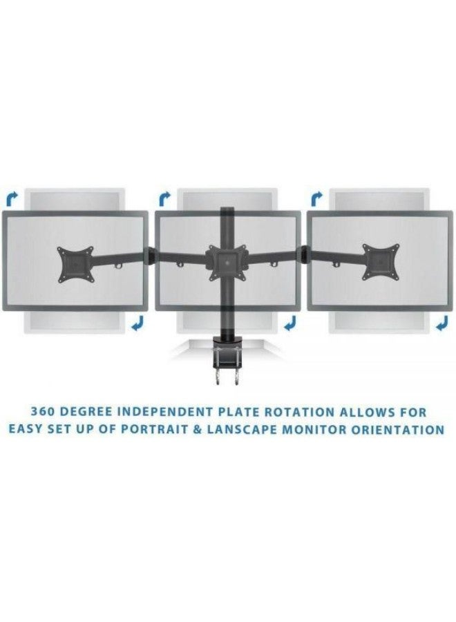 Triple Monitor Adjustable Desk Mount Black - Image 3