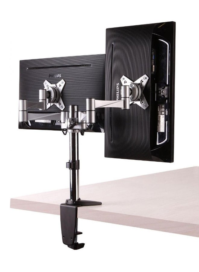 Dual Monitor Arms DeskTop Mount For Below 32 Inch / Silver/Black - Image 1