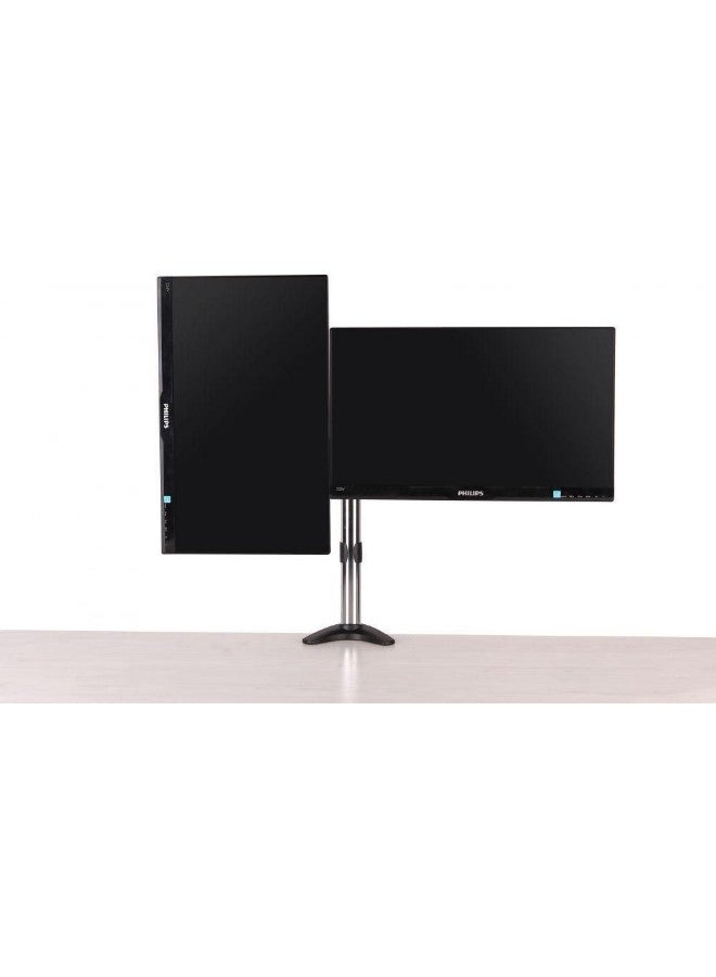 Adjustable Dual DeskTop Mount Stand For Below 32 Inch Silver/Black - Image 2