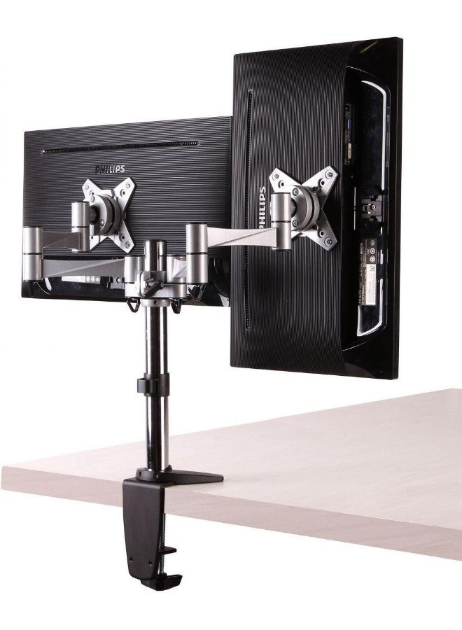 Adjustable Dual DeskTop Mount Stand For Below 32 Inch Silver/Black - Image 3