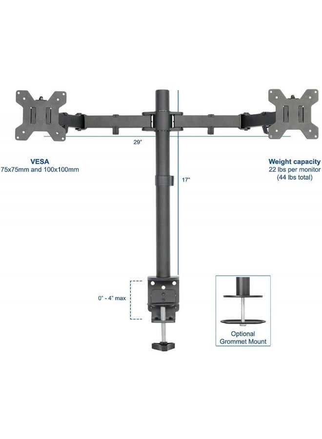 Adjustable Dual Monitor Desk Mount Black - Image 2