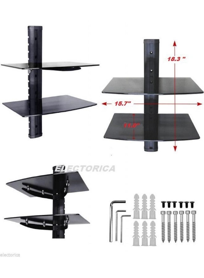 2-Layer Shelf TV Wall Mount For Below 32 Inch Black  - Image 2