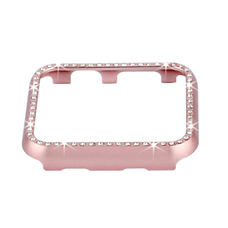 Rhinestone Aluminum Alloy Smart Watch Protective Case For Apple Watch 1/2/3 Rose Gold - Image 1