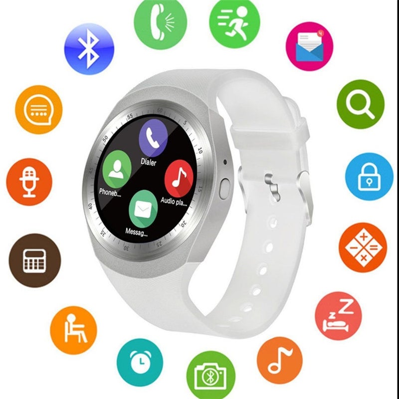 Generic - Y1 Smart Watch Phone Mate for Android for iPhone for Samsung Waterproof White - Image 1