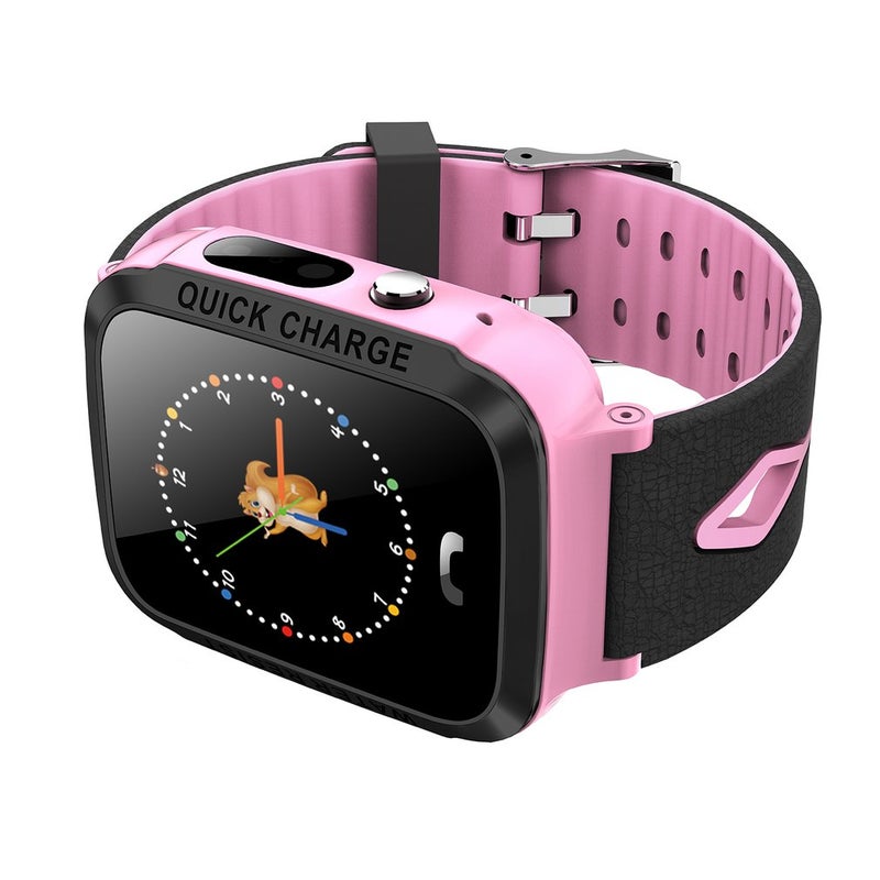 Generic - Kids Phone Smart Watch GPS Tracker 1.44inch Touch Screen Camera Smart Watches Pink - Image 1