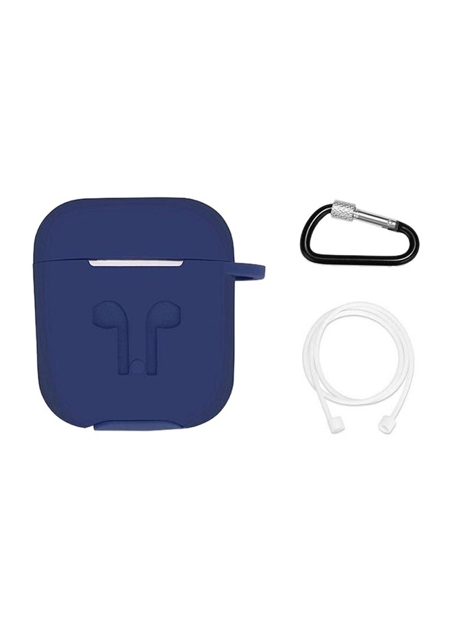 آيندز غطاء حماية مزود بشريط حمل لسماعات أبل إيربودز أزرق