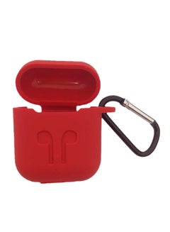 Protecting Case Cover For Apple AirPods With Carabiner Red