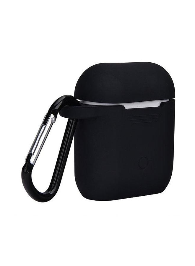 مور.بلس غطاء حماية واقٍ لسماعات أبل إير بودس مع خطاف معدني أسود