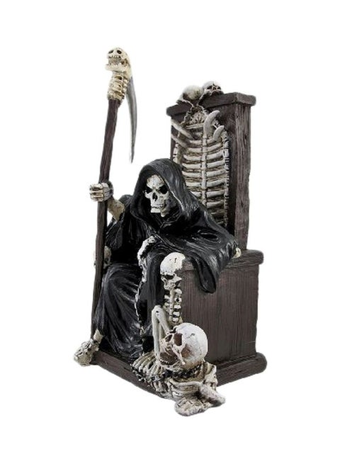 Grim Reaper On Throne With Undead Skeleton Pet Statue SG_B00BYFG5CC_US