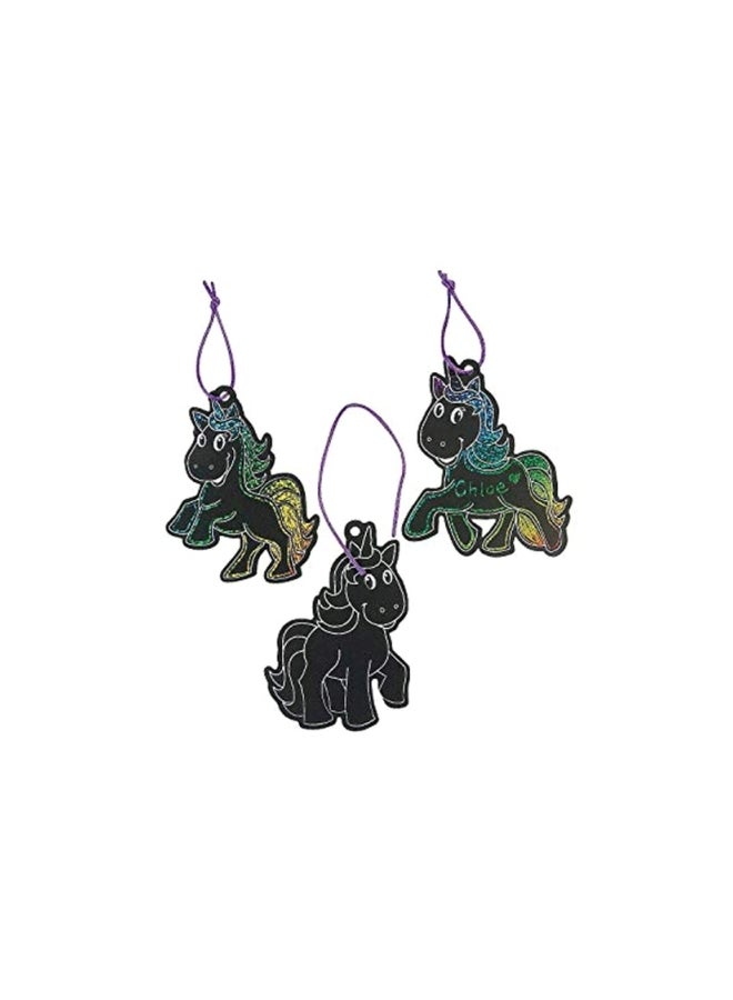 فن إكسبريس طقم يونيكورن للزينة وخدش الألوان السحرية مزود بأداة خدش وحبل مكون من 24 قطعة - Image 1