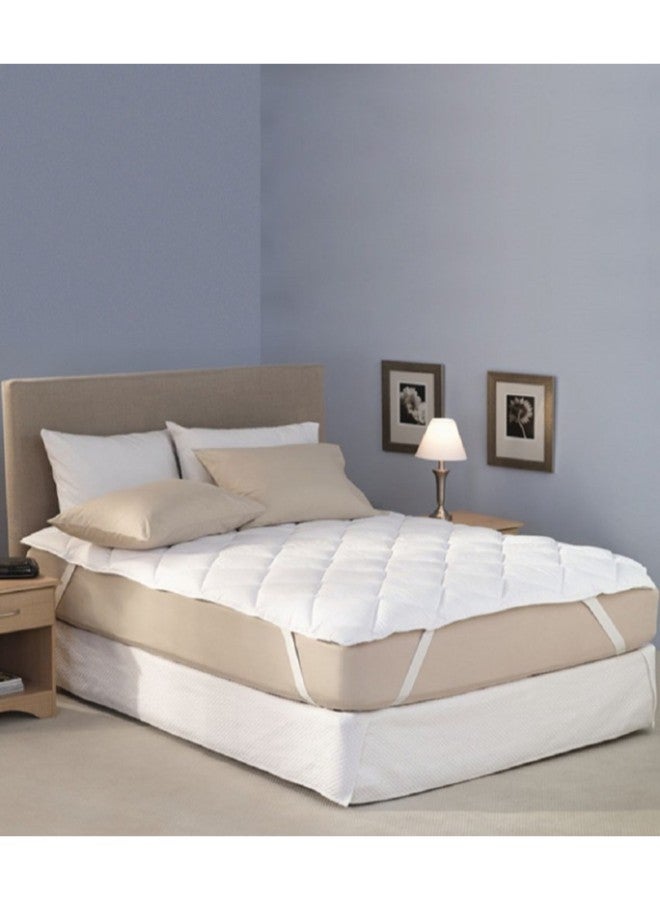 Elastic Strap Waterproof Mattress Protector Cotton Blend White