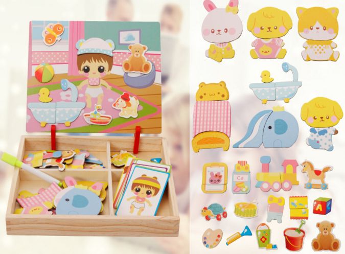 لوح رسم مغناطيسي مصنوع من الخشب متعدد الاستعمالات - Image 3