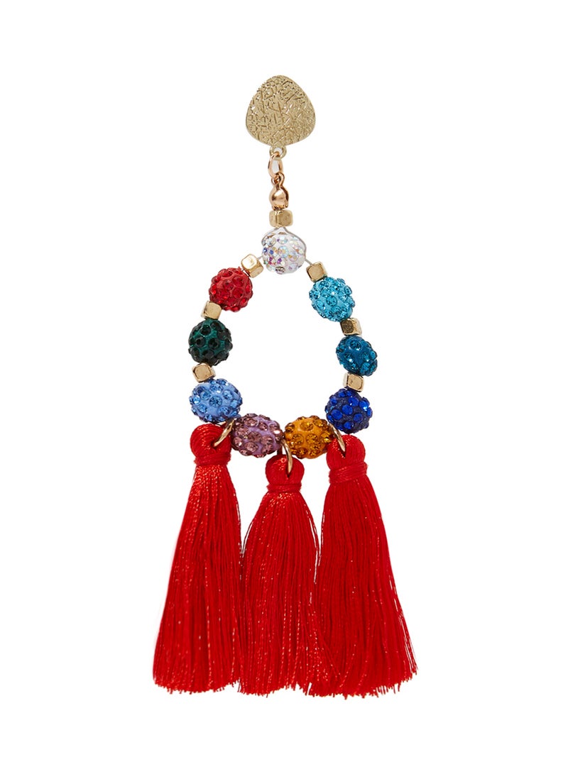 YUEJIN Beads And Trio Tassel Earrings  - Image 2