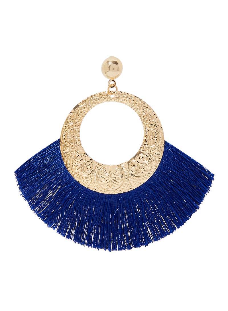 YUEJIN - Tassel Patterned Round Dangle Earrings - Image 1