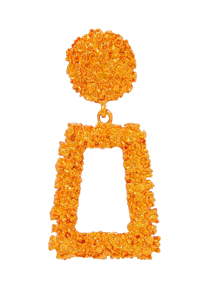 YUEJIN - Rough Textured Geometric Design Dangle Earrings - Image 1