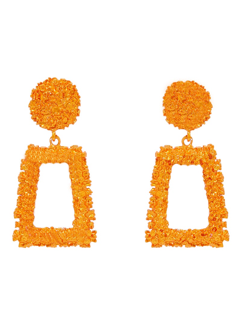 YUEJIN - Rough Textured Geometric Design Dangle Earrings - Image 1