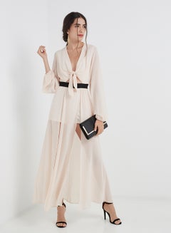 Zadora Maxi Dress With Shorts Beige
