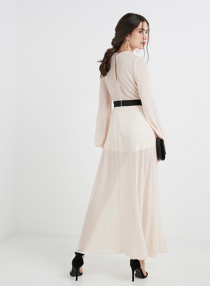 tfnc LONDON - Zadora Maxi Dress With Shorts Beige - Image 1