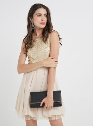 Breena Flare Dress Gold