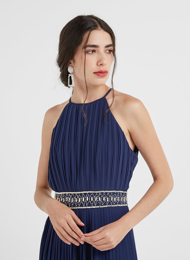 tfnc LONDON - Siena Embellished Waist Maxi Dress Navy - Image 1