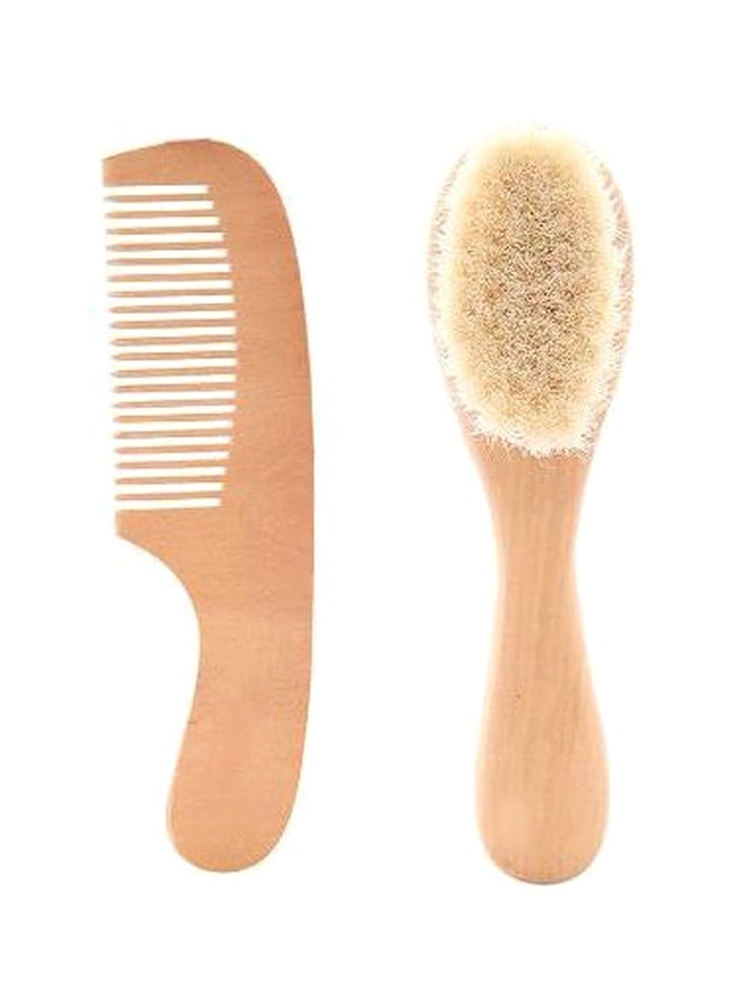 Wooden Baby Hair Brush Set With Natural Goat Hair Bristles