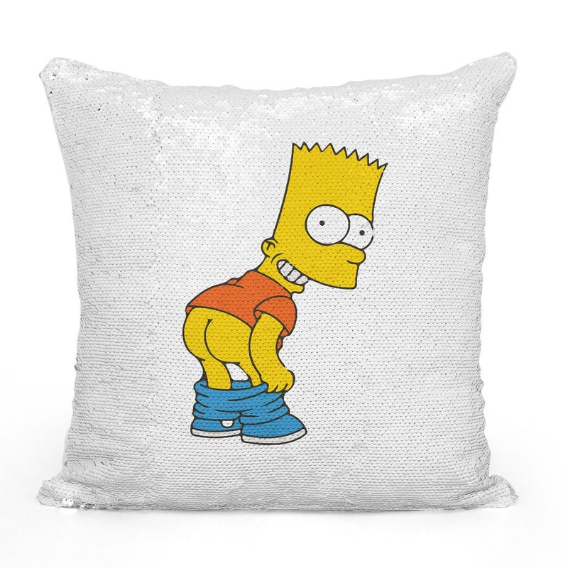 Bart Simpson Pants Sequin Throw Pillow With Stuffing Multicolour 16x16inch - Image 2