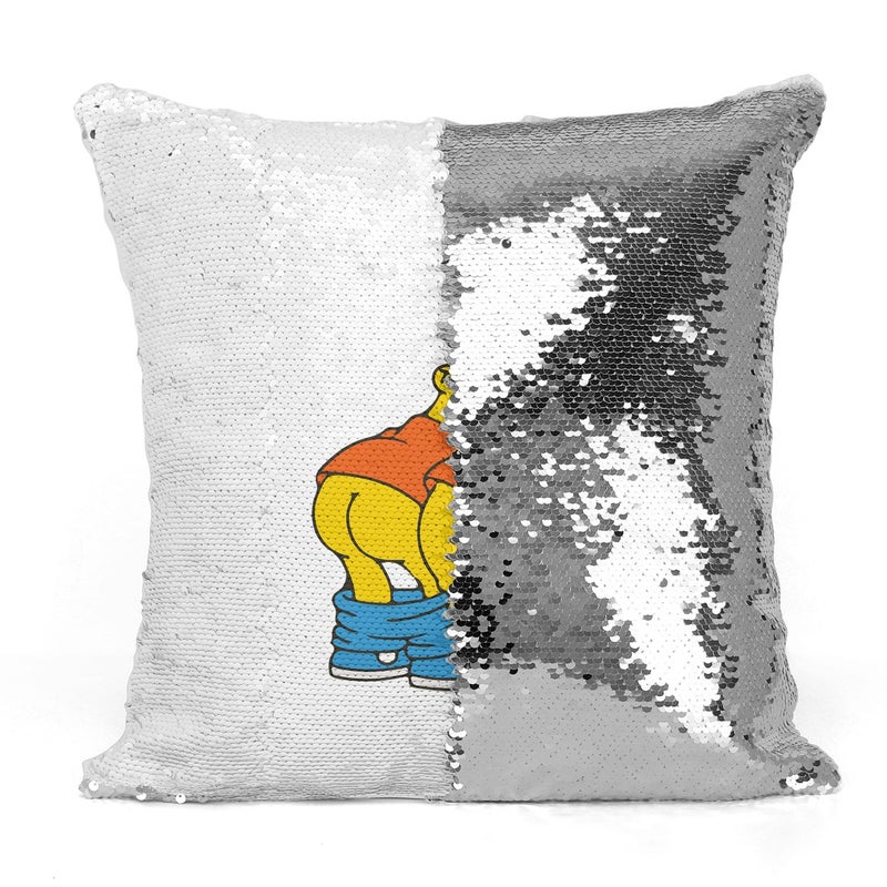 Bart Simpson Pants Sequin Throw Pillow With Stuffing Multicolour 16x16inch - Image 3
