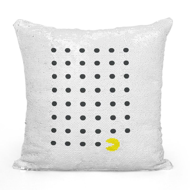 Pacman Game Retro Sequin Throw Pillow With Stuffing Multicolour 16x16inch - Image 2
