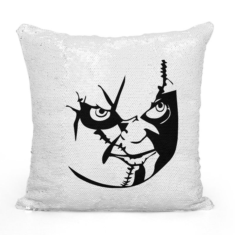 Red Doll Movie Poster Sequin Throw Pillow With Stuffing Multicolour 16x16inch  - Image 2