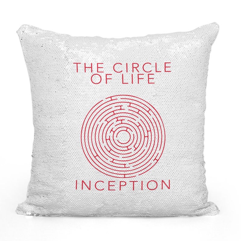 وسادة زينة مزودة بحشوة ومطرزة بالترتر بنمط مطبوع بكلمة "Inception" متعدد الألوان 16x16بوصة - Image 2