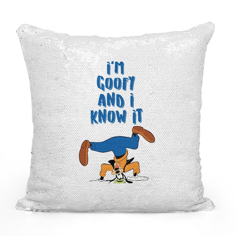 I Am Goofy Sequin Throw Pillow With Stuffing Multicolour 16x16inch